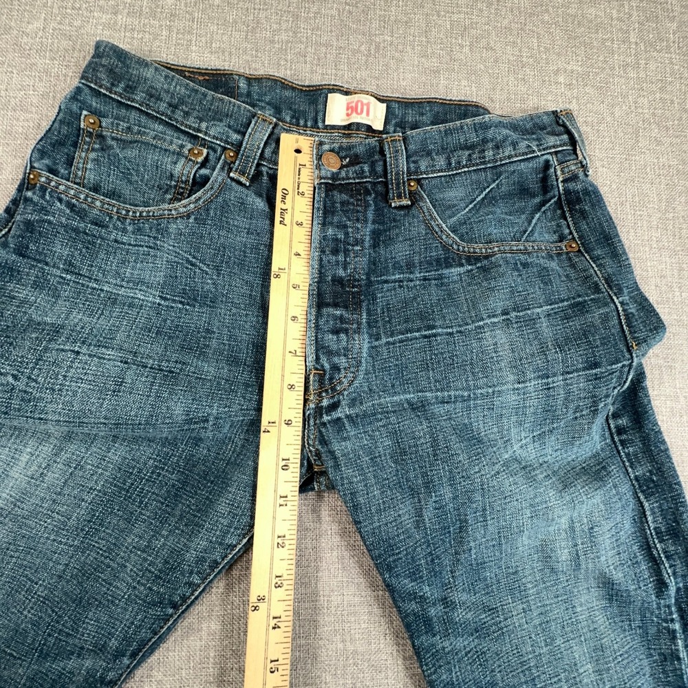 Vintage Y2K Levis 501 Original Jeans Men 32x30 (Fits 31x30) Blue Fade Whiskering - Picture 5 of 12
